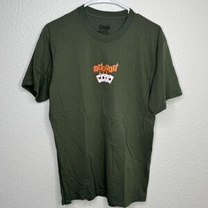 Olive Empyre Graphic Tee with Playing Cards Design
